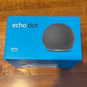 Amazon Echo Dot in Black with Blue Box